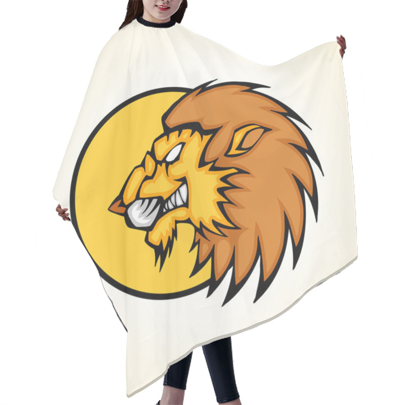 Personality  Vector Illustration Of A Lion Head Snapping Set Inside Circle. Hair Cutting Cape