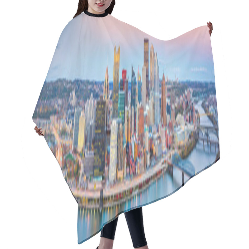 Personality  Pittsburgh Downtown Panorama At Dusk Hair Cutting Cape