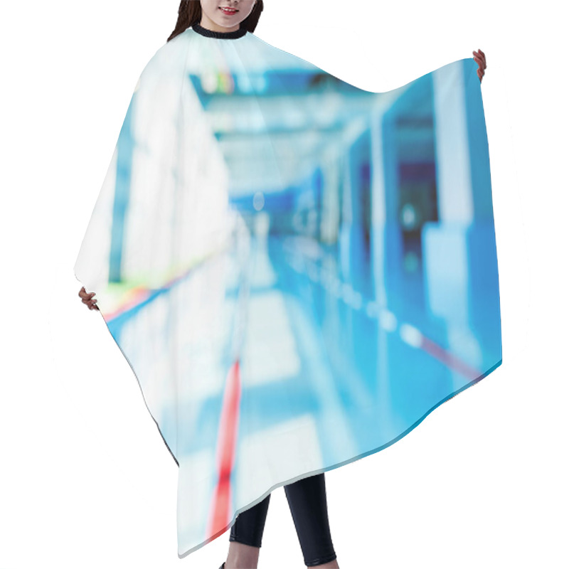 Personality  Defocused Photo Of Swimming Pool With Red Dividers Hair Cutting Cape