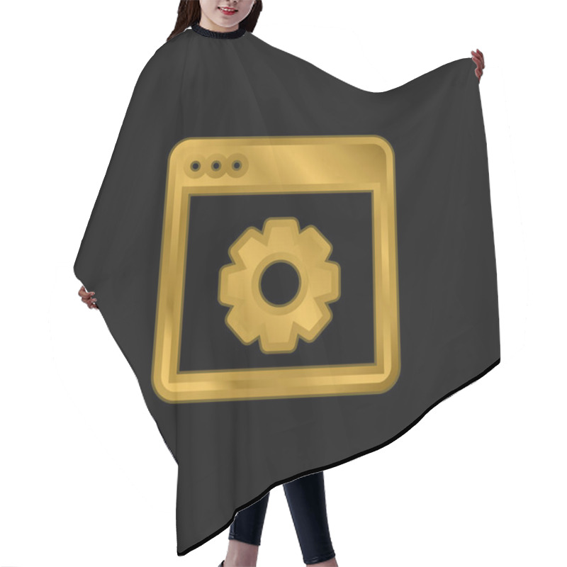 Personality  App Gold Plated Metalic Icon Or Logo Vector Hair Cutting Cape