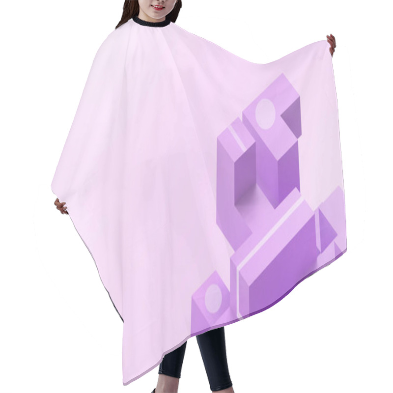 Personality  Creative Idea Geometric Square Purple Boxes In Random Form In The Concept Of A Ladder Of Success Concept On Purple Background - 3d Rendering Hair Cutting Cape