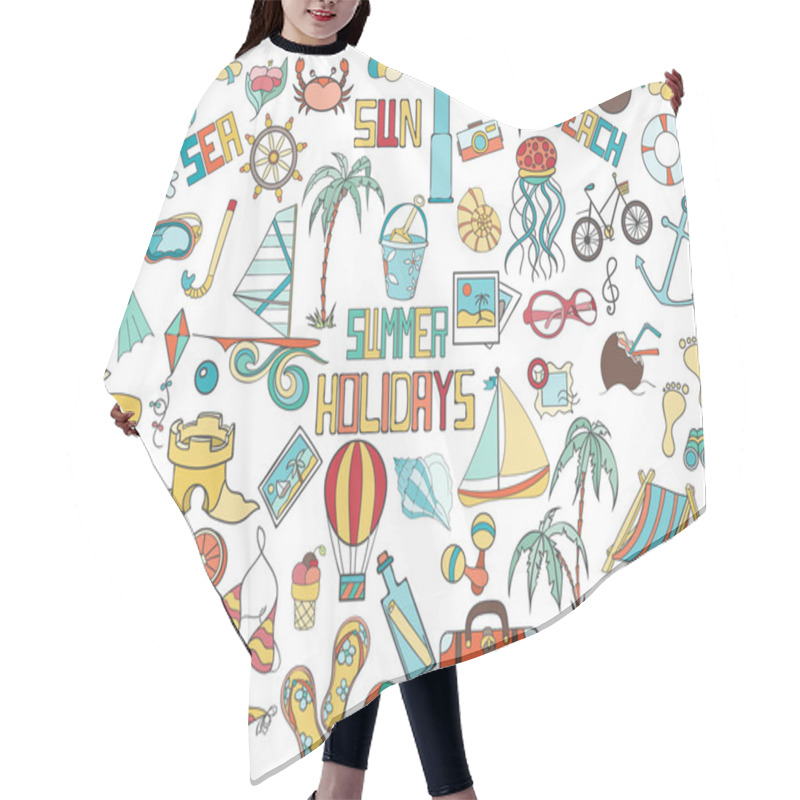 Personality  Summer Doodles Hand Drawn Symbols Hair Cutting Cape