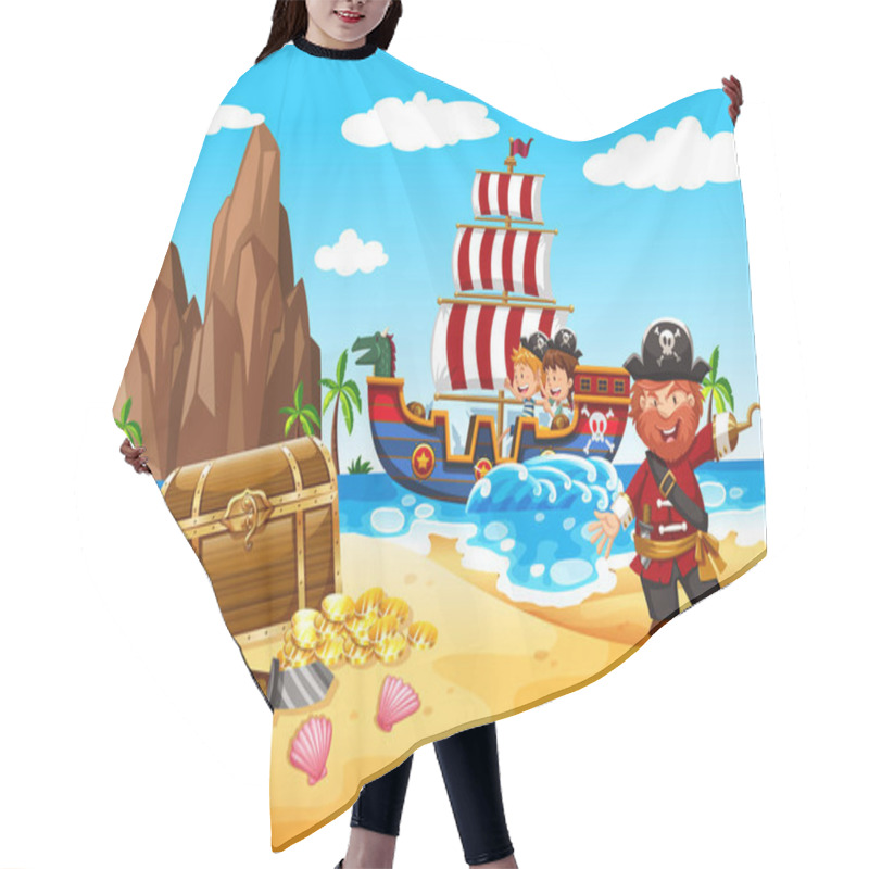 Personality  Happy Pirate And Kids  Illustration Hair Cutting Cape