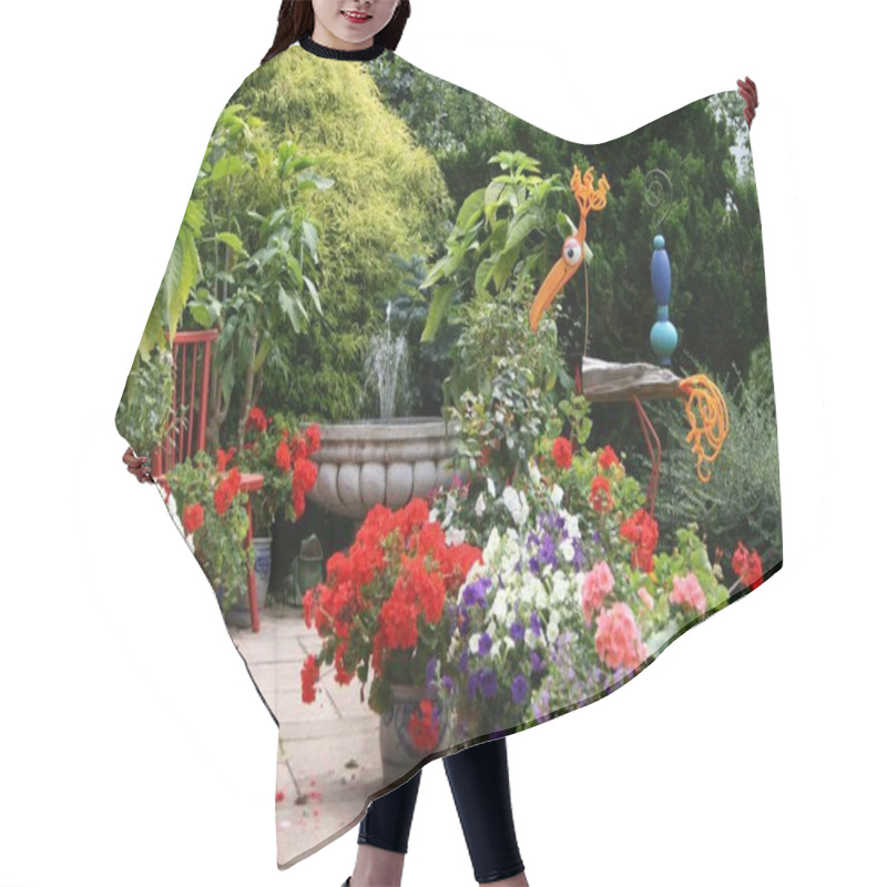 Personality  Flower Terrace With Bird In Greenery, Fountain Hair Cutting Cape