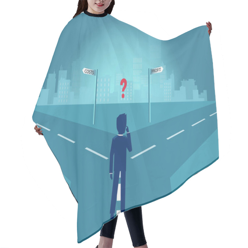 Personality  Vector Of A Businessman At Crossroads Having Dilemma Between Costs And Company Profits   Hair Cutting Cape