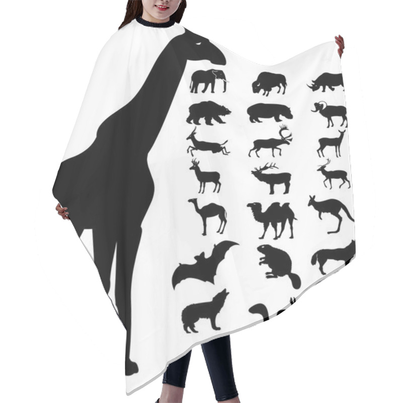 Personality  Wild Animals Icons And Silhouette Hair Cutting Cape