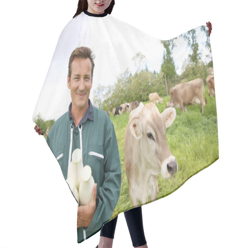 Personality  Farmer Holding Bottles Of Milk Hair Cutting Cape