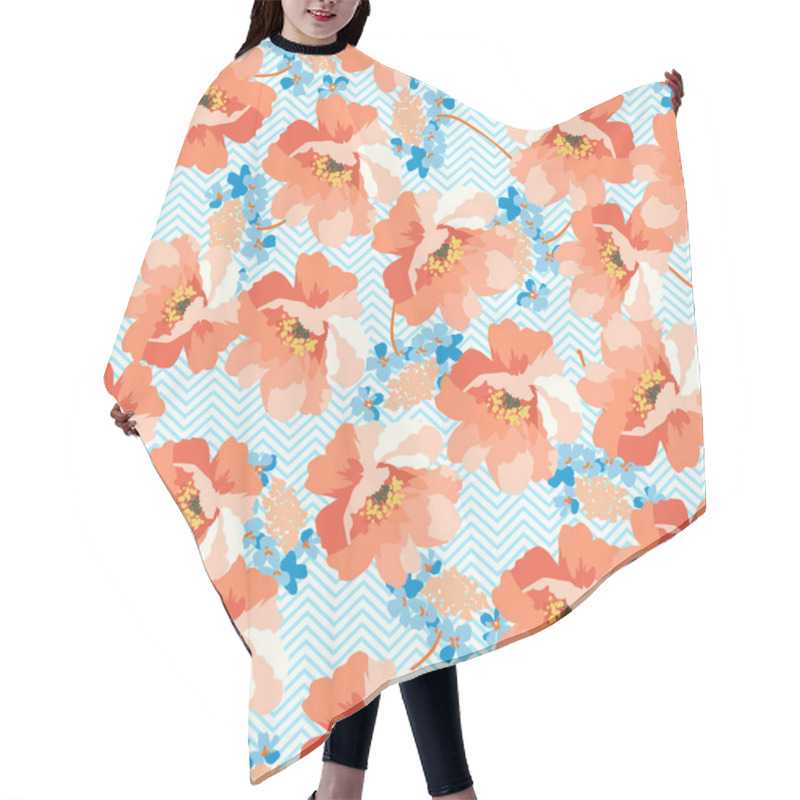 Personality  Pattern With Blue And Coral Flowers Hair Cutting Cape