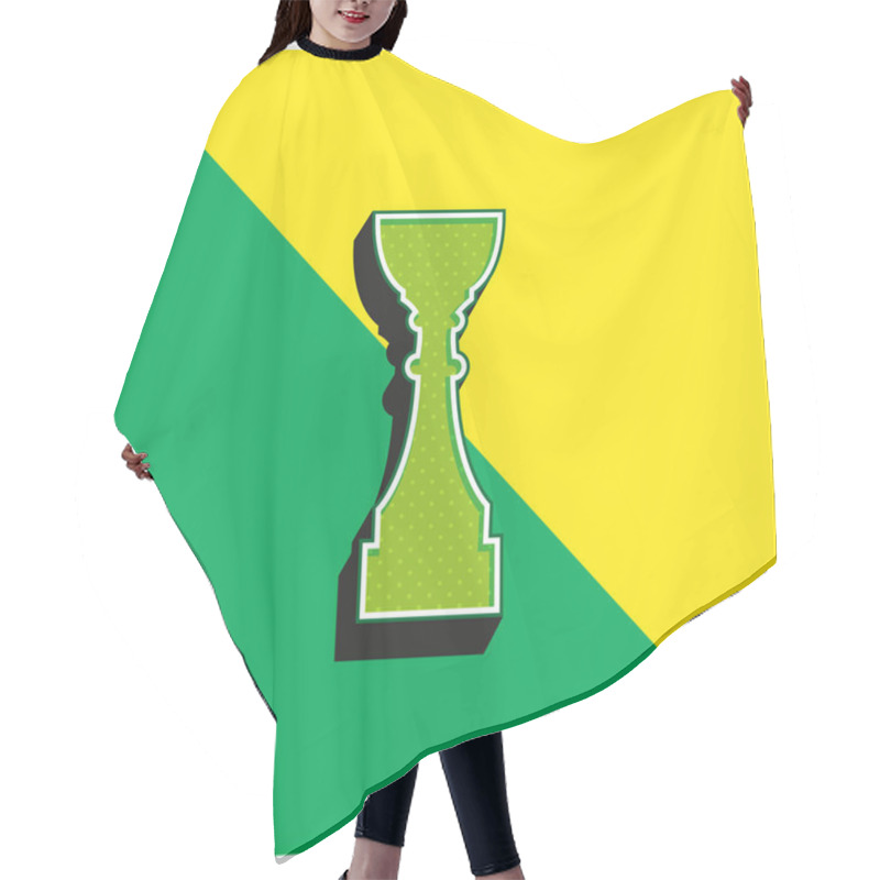 Personality  Award Trophy Cup Tall Black Silhouette Green And Yellow Modern 3d Vector Icon Logo Hair Cutting Cape