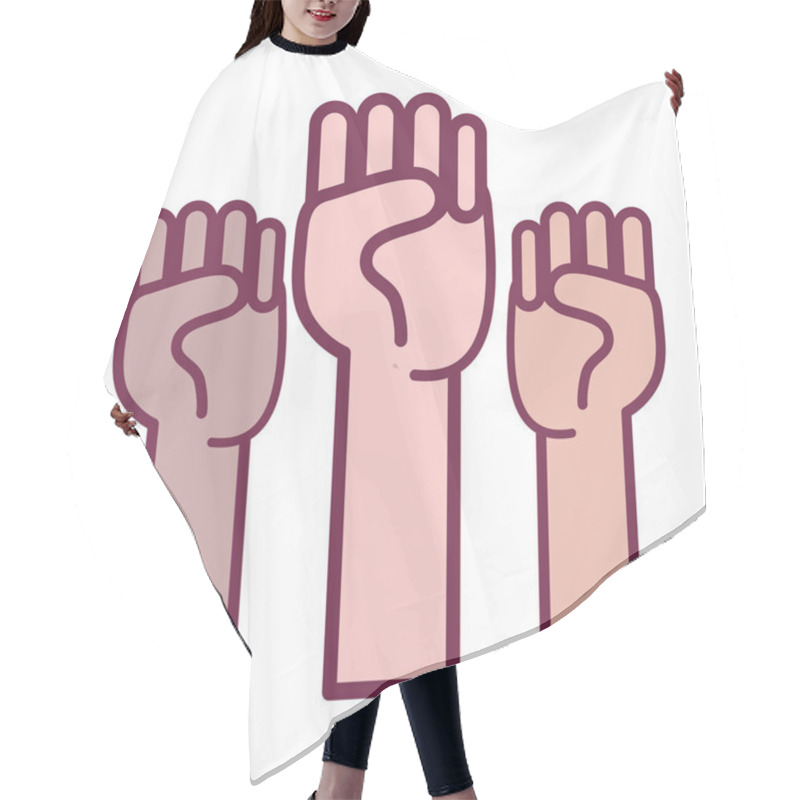 Personality  Opposition People Hands Up Protest Vector Illustration Hair Cutting Cape