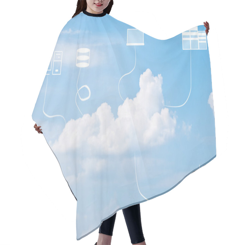 Personality  Multiple Devices And Cloud Computing Concept Against The Blue Sky Hair Cutting Cape