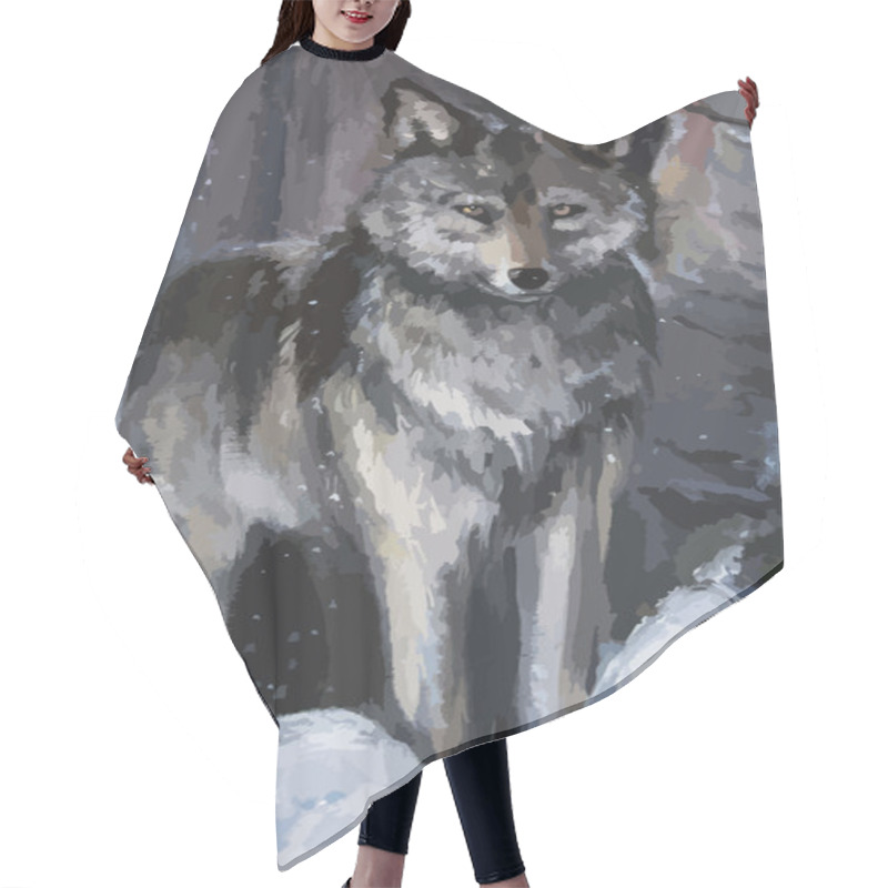 Personality  Wolf In The Winter Forest Hair Cutting Cape