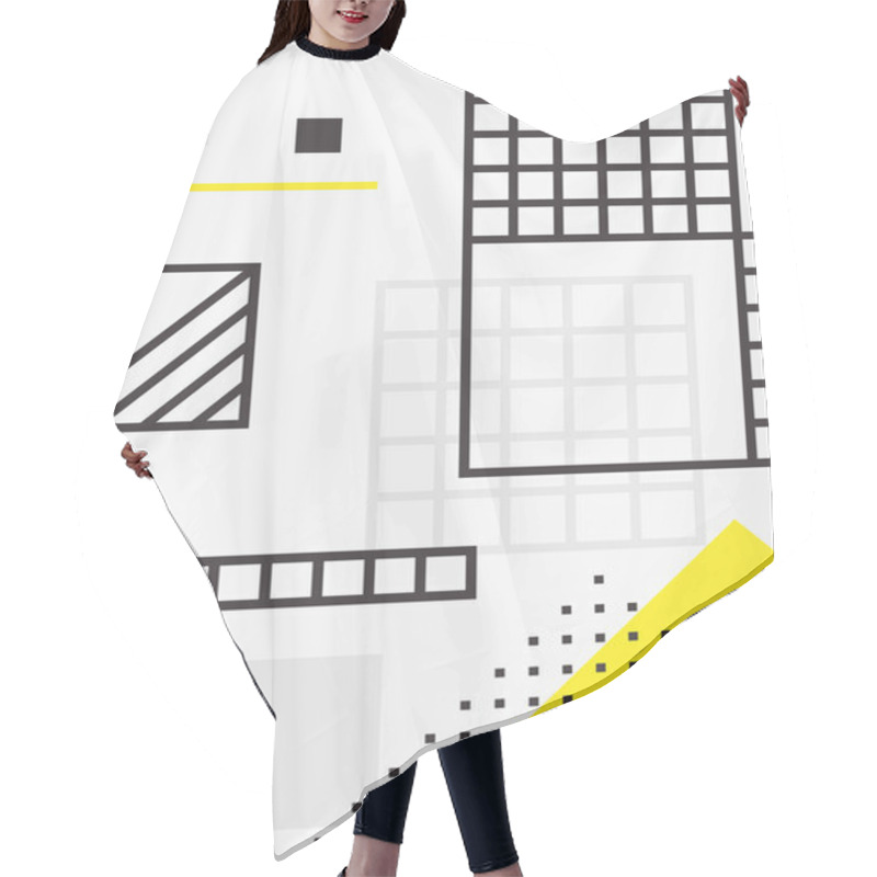 Personality  Universal Trend Poster. Linear Geometric Shapes Set With Halftone Elements Hair Cutting Cape