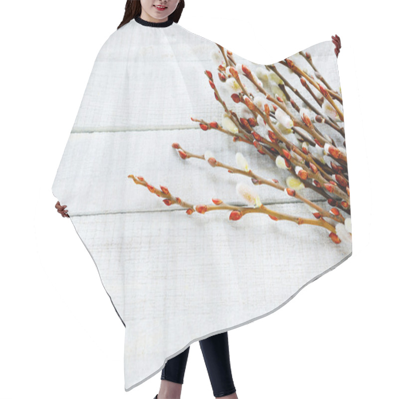 Personality  Blossoming Willow Twigs On The Boards Hair Cutting Cape