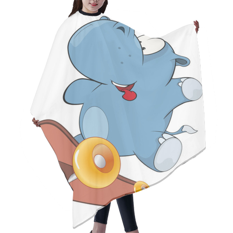 Personality  Little Hippo On Skate Hair Cutting Cape