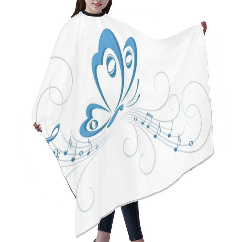 Personality  Symbol Of Butterfly With Music Notes. Hair Cutting Cape