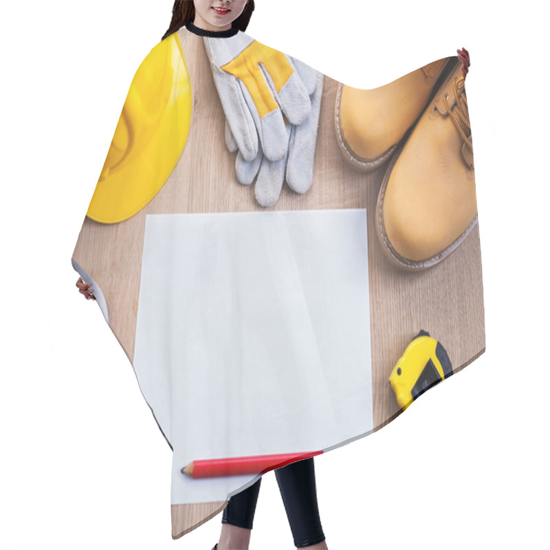 Personality  Sheet Of Paper With Construction Objects Hair Cutting Cape