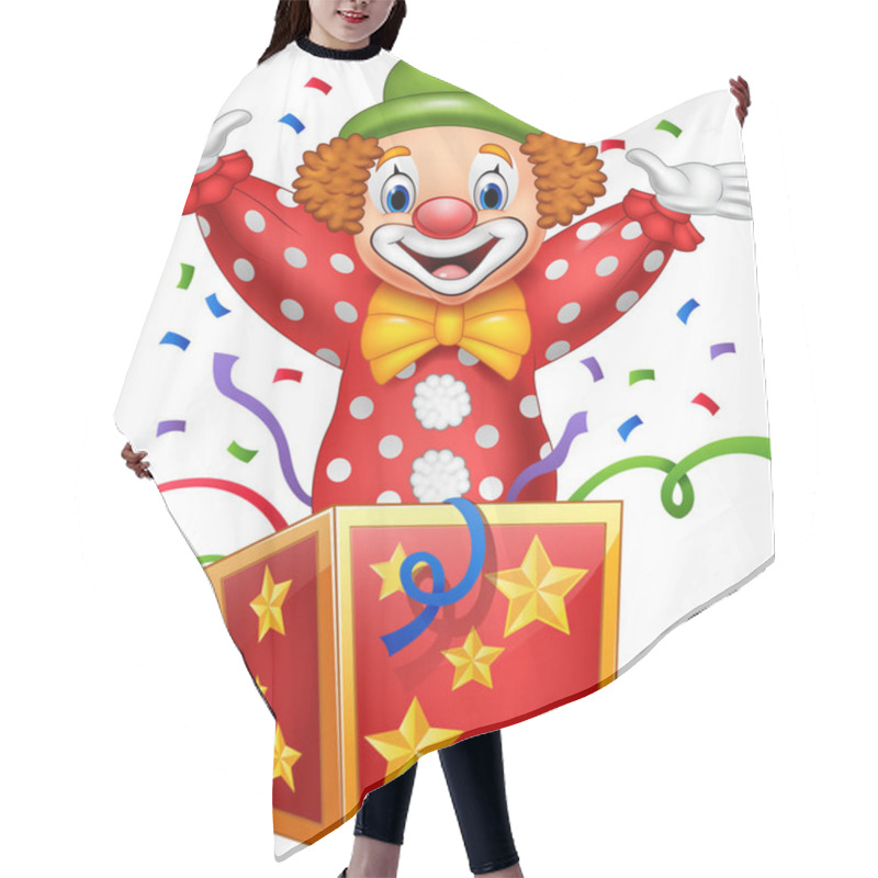 Personality  Cartoon Clown Jumping Out Of The Box Hair Cutting Cape