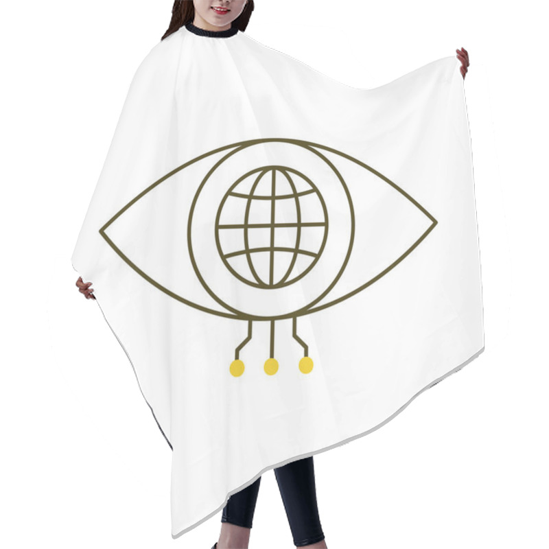 Personality  Global AI Eye For Visual Intelligence Vector Icon Design, Global Tech, Neural Networks, Object Detection Hair Cutting Cape