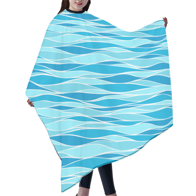 Personality  Seamless Marine Wave Patterns Hair Cutting Cape