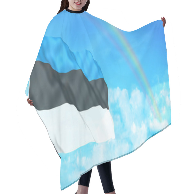 Personality  Estonia Flag On Beautiful Sky Background Hair Cutting Cape