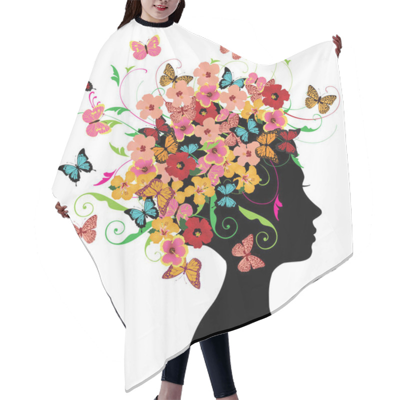 Personality  Vector Woman Head Hair Cutting Cape