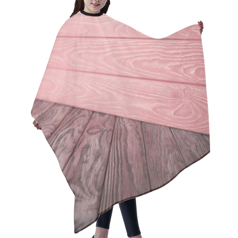 Personality  Grey Wooden Floor And Pink Striped Wooden Wall Hair Cutting Cape