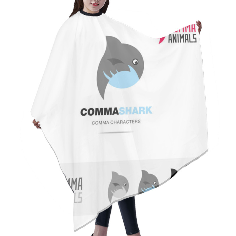 Personality  Shark Animal Concept Icon Set And Modern Brand Identity Logo Template And App Symbol Based On Comma Sign Hair Cutting Cape