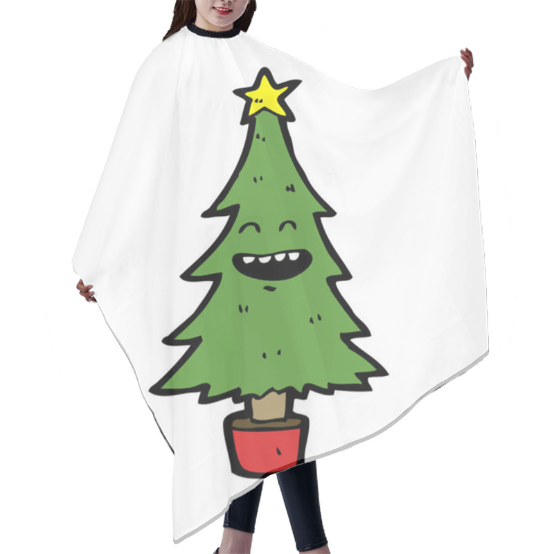 Personality  Happy Dancing Xmas Tree Hair Cutting Cape