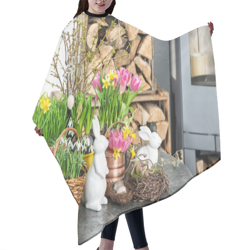 Personality  Easter Decoration Flowers Eggs Tulips Snowdrops Narcissus Hair Cutting Cape