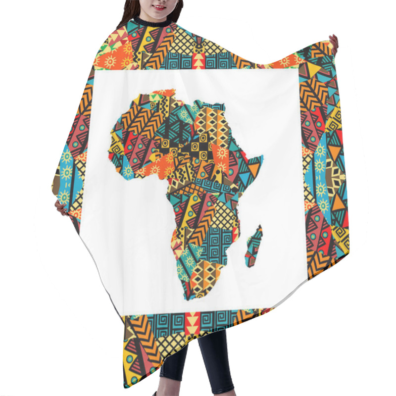 Personality  Africa Map And Frame With Ethnic Motifs Hair Cutting Cape