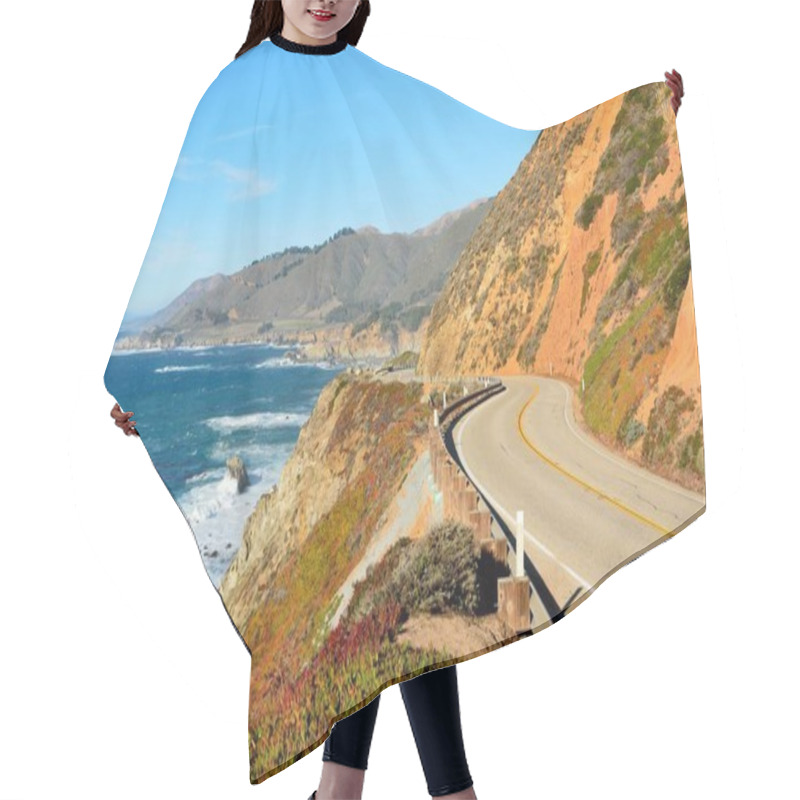 Personality  Highway 1 Running Along Pacific Coast In California. Hair Cutting Cape