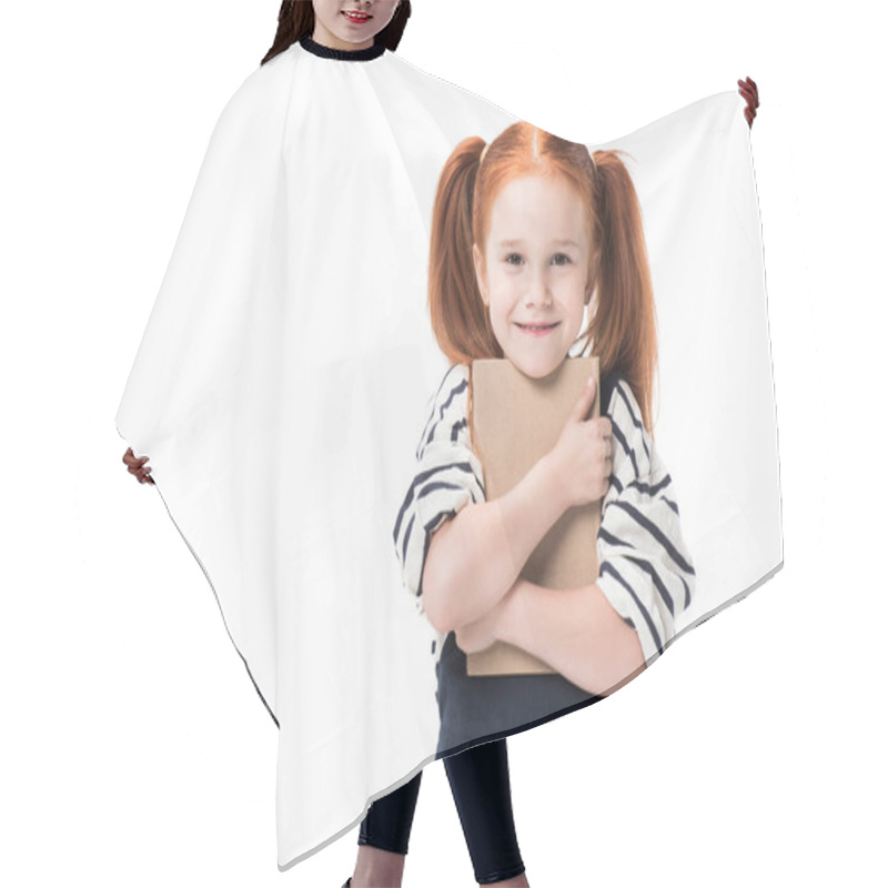 Personality  Schoolgirl Holding Book Hair Cutting Cape