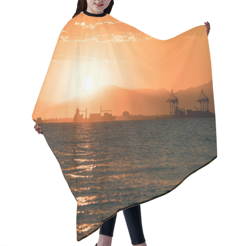 Personality  Sunset Tranquil Scene, Sea With Sun Ready To Hide Behide The Mou Hair Cutting Cape