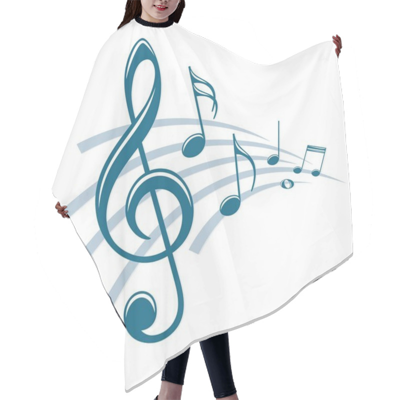 Personality  The Stylized Symbol With Music Notes. Hair Cutting Cape