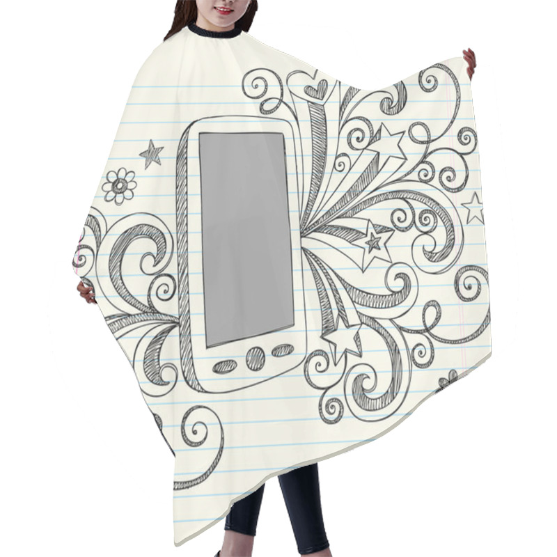 Personality  Cell Phone Sketchy Notebook Doodles Vector Illustration Hair Cutting Cape