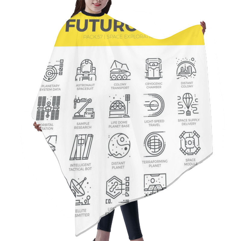 Personality  Space Exploration Futuro Line Icons Hair Cutting Cape