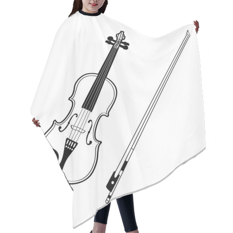 Personality  Sketch Of Violin Isolated On White Background. Hair Cutting Cape