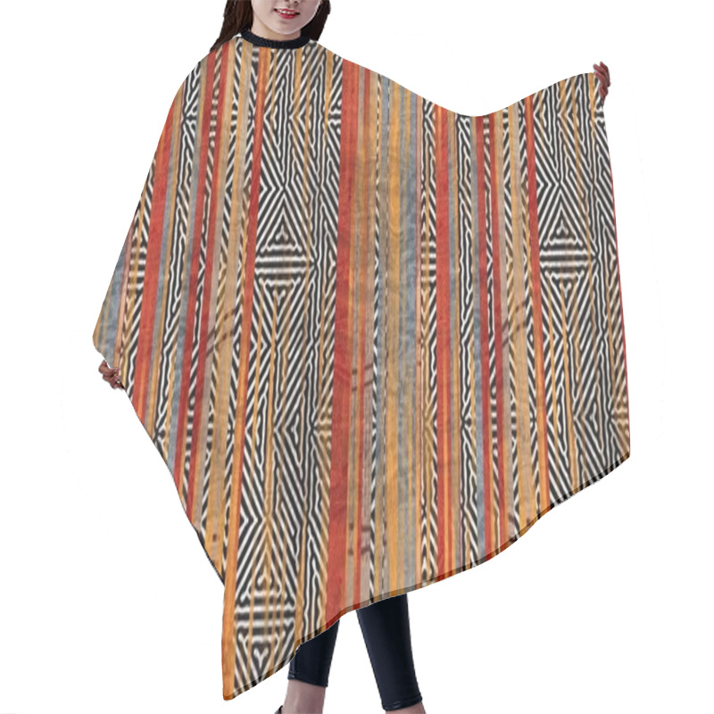 Personality  Seamless Tribal Ethnic Stripe Grungy Border Surface Pattern Design For Print Hair Cutting Cape