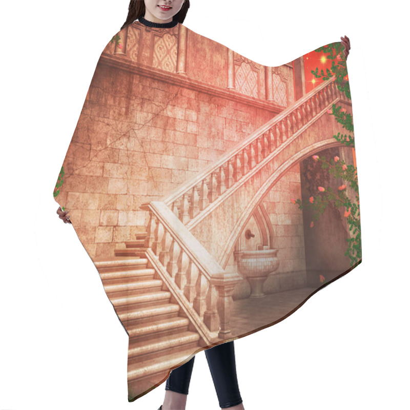 Personality  Stairs Castle Fantasy Backdrop Hair Cutting Cape