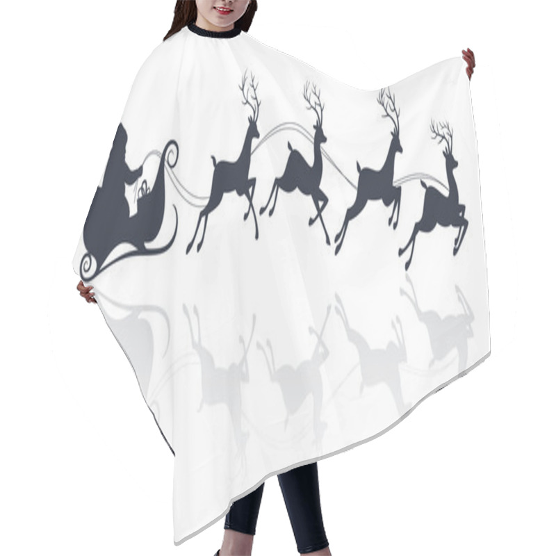 Personality  Santa Claus Silhouette Riding A Sleigh With Deers Hair Cutting Cape