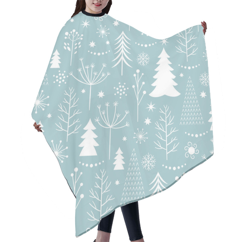 Personality  Seamless Christmas Pattern Hair Cutting Cape