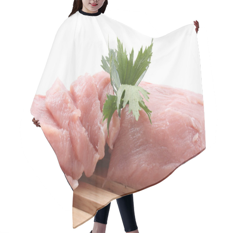 Personality  Boneless Pork Loin On Board - Isolated On White Hair Cutting Cape