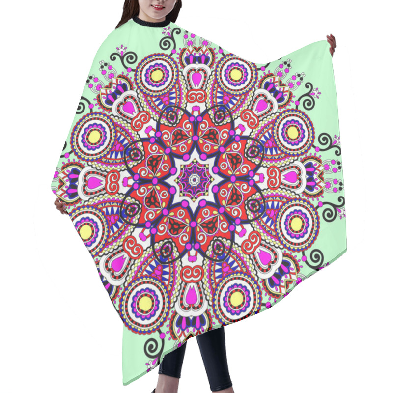 Personality  Mandala, Circle Decorative Spiritual Indian Symbol Of Lotus Flow Hair Cutting Cape