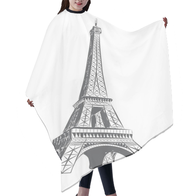 Personality  Eiffel Tower Drawn In Sketch Style Hair Cutting Cape