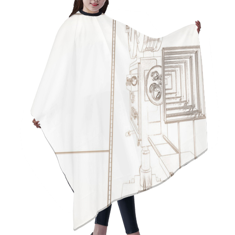 Personality  Movie Camera And Film Strip Hair Cutting Cape