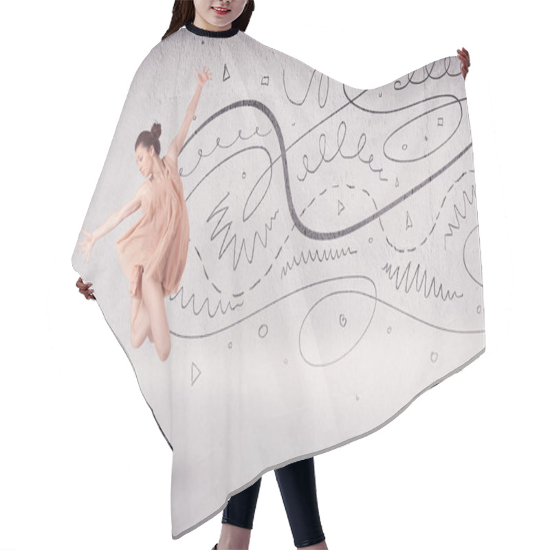 Personality  Ballet Dancer Performing Art Dance With Lines And Arrows Hair Cutting Cape