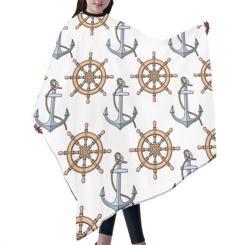 Personality  Pattern With Anchors And Ship's Wheels Hair Cutting Cape