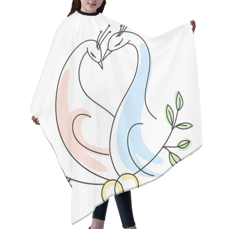 Personality  Wedding Birds With Rings Forming A Heart Shape Hair Cutting Cape