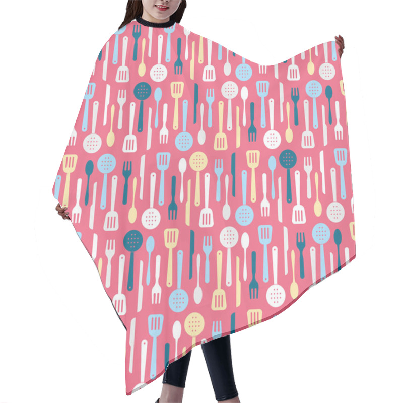 Personality  Cutlery And Kitchen Utensils Pattern Background Illustration Hair Cutting Cape